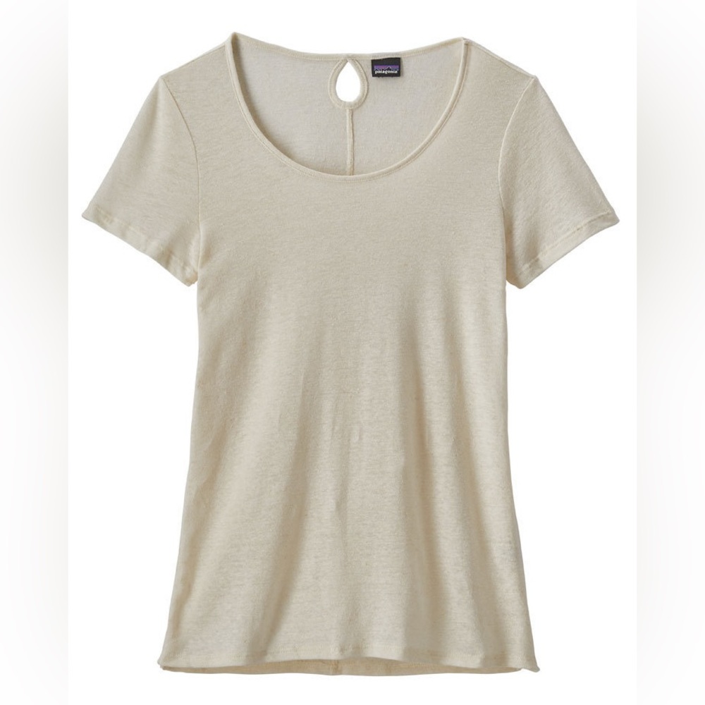 Patagonia Women's Mount Airy Scoop Linen‎ Tee Light yellow NWOT Size XL